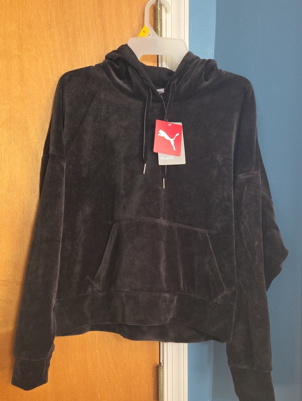 Puma Black Velour Hooded Pullover